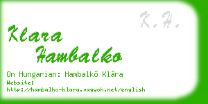 klara hambalko business card