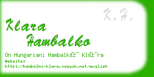 klara hambalko business card